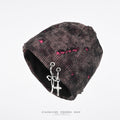 Womens Retro American Post-Apocalyptic Ripped Decorative Beanie