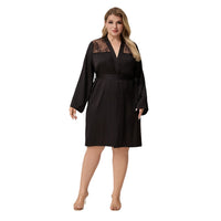 Plus-size Satin Lace Short Loungewear Womens Nightgown For Comfort