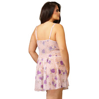 Plus Size Floral Transparent Home Sleeping Nightdress