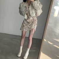 Chic Lapel Double Pocket Leather Top Leather Coat