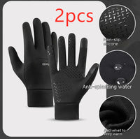 Outdoor Waterproof Autumn And Winter Fleece-lined Thermal Touch Screen Gloves