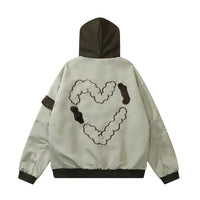 Love Embroidered Colorblock Hood Jacket