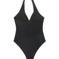Multicolor Printing Deep V Big Chest Halter Backless One Piece Swimsuit