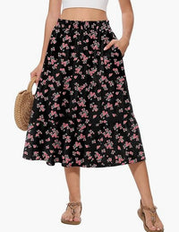 Bestselling Floral-print Vacation Casual Skirt With Real Pockets
