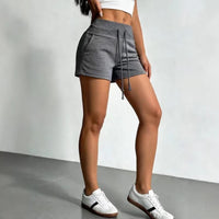 New Casual High-waist Solid-color Athletic Shorts