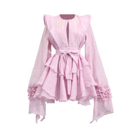 Women's Ruffled Lantern Sleeves Jumpsuit Skirt