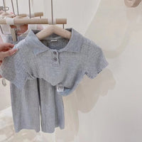 Children's Short-sleeved Wide-leg Pants Two-piece Set