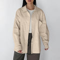 Retro Khaki Corduroy Shirt For Women