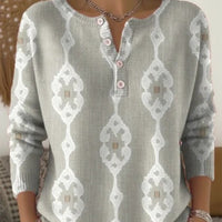 Buttoned Long-Sleeve Hoodie AutumnWinter Printed Fashionable & Unique Casual Sweater Coat For Women