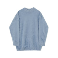 Mohair Solid Color Men's Sweater Winter Thick Round Neck