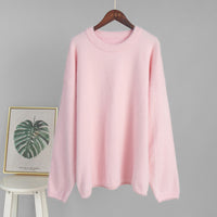 Simple Solid Color Knitted  Loose Casual Sweater