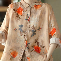 Vintage Flower Print Fashion Shirt Top