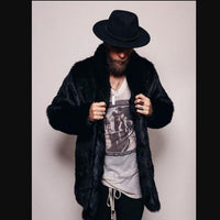 Mink-like Mid-length Men's Lapel Imitation Fur Overcoat