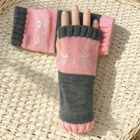 New Autumnwinter Stylish And Warm Patchwork Embroidered Gloves