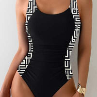 Womens Plus-Size Backless Slim-Fit One-Piece Swimsuit