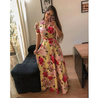 European And American-style Fashion Digital-print Maxi Dress