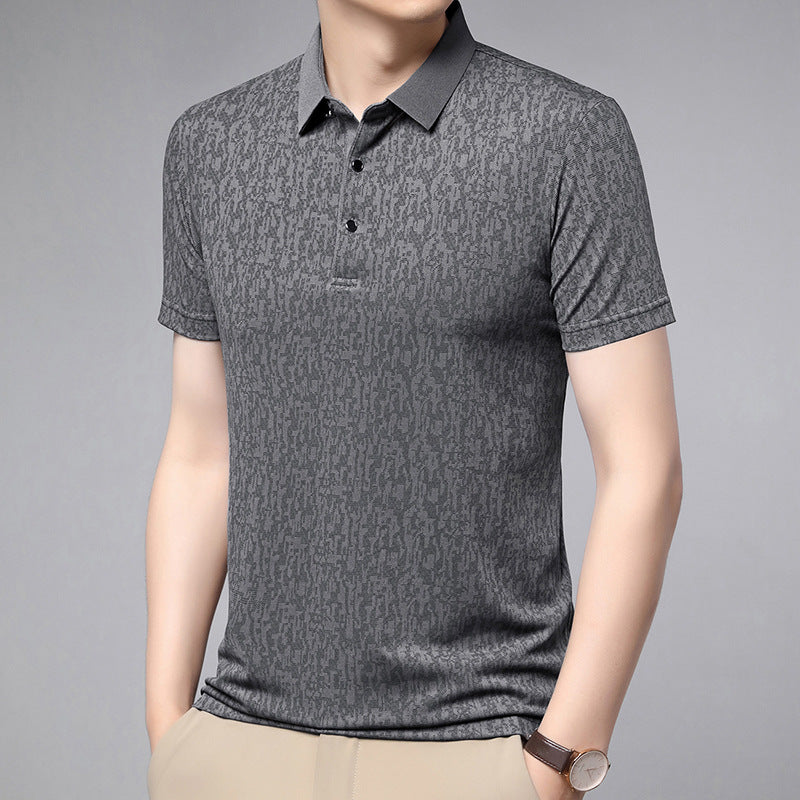 Summer Men's Thin Business Lapel Polo Shirt Short Sleeve