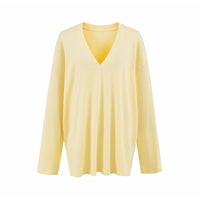 Versatile Old Money Style V-Neck Loose-Fit Long-Sleeve