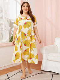 Ladies' Homewear Stitching Elastic Printing Nightdress