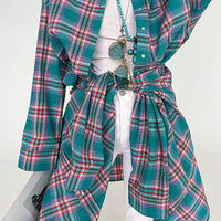 Women's Retro Classic Contrast Color Plaid Shirt