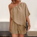Casual Minimalist Textured Fabric One-shoulder Jumpsuit