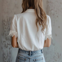 Spliced Lightweight Short-sleeve Chic Top