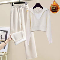 Little Ladys Sweater Set Paired With Wide-leg Pants