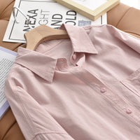 Pure Cotton Long-sleeve Shirt Womens Loose-fitting Casual All-match Style