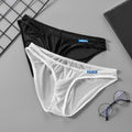Men's Ice Silk Thin U Convex Mask Cloth Silky Translucent Low Waisted Shorts