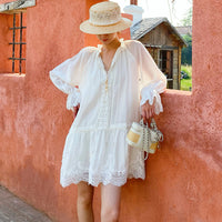 Long-Sleeve Elegant Holiday Tencel Linen Dress For Women