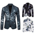 Men's Business Slim-Fit Fashionable Printed Lapel Suit Jacket