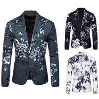 Men's Business Slim-Fit Fashionable Printed Lapel Suit Jacket