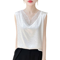 V-neck Cropped Mesh-panelled Sleeveless Tank Top