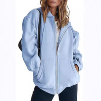 Women's Velvet Padded Hooded Sweatshirt Casual Zipper Cardigan
