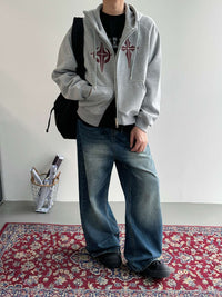 Spring And Autumn Retro Cardigan Sweatshirt, Loose And Casual Outerwear