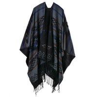 Geometric Diamond Tassel Shawl Cape