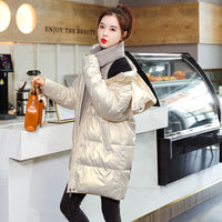 Womens Mid-Length Plus-Size Loose Cotton Padded Jacket In Korean Style