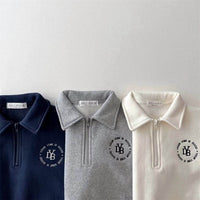 Fleece-lined Lapel Sweatshirt And Sweatpants Suit Children's Two-piece Suit