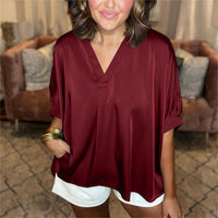 Women's Silk V-neck Short-sleeve Top