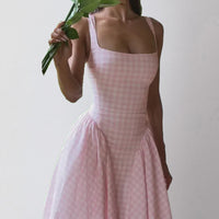 Elegant And Fashionable Printed French-style Slip Dress