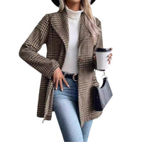 Women's Fashion Personality Woolen Plaid Coat