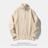 Japanese-style Retro Turtleneck Cardigan Sweater Men's Autumn And Winter Idle Style