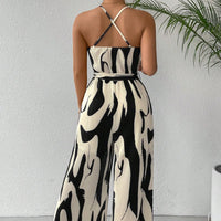 Printed Loose Women's Sleeveless Suspender Jumpsuit
