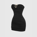 Fashionable Womens Strapless Metal-Embellished Hollow-Out Dress