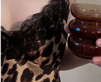 Leopard V-neck Nightdress With Padded Chest