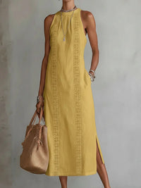 Women's Halter Neck Sleeveless Dress Lace Patchwork Holiday Style Summer Top