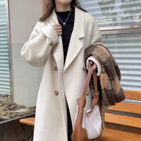 Design Sense Oatmeal Color Small Woolen Overcoat Women's Coat