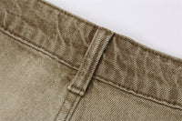 Men's Washed And Worn Raw Edge Denim Shorts