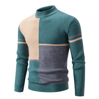 Half Turtleneck Contrast Color Pullover Knitwear Casual Top