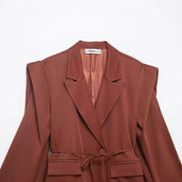 Women's Long-sleeved Suit Jacket With Wide Shoulder Strap And Suit Collar